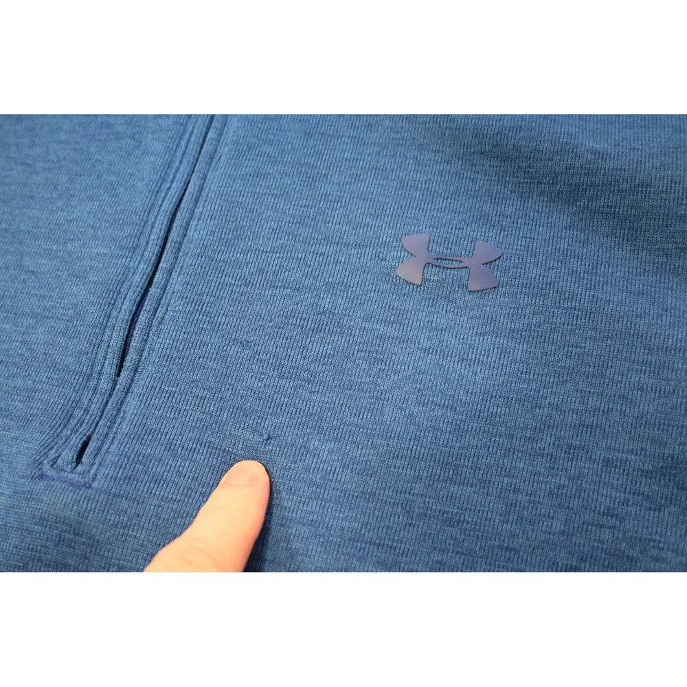 Under Armour 1/4 Zip Pullover Mens 2XL Blue Storm Heathered Active Good‎